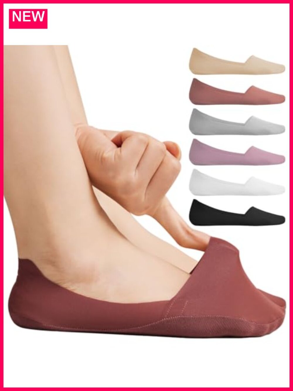 No Show Socks Womens Nylon Cotton Non Slip Liner 6 Pairs